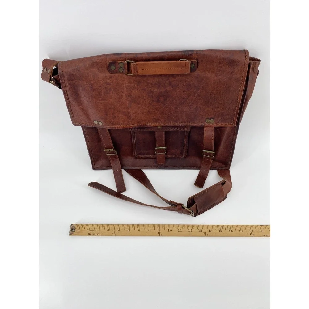 Rustic Town 15-inch Vintage Crossbody Full Grain Leather Laptop Messenger Bag